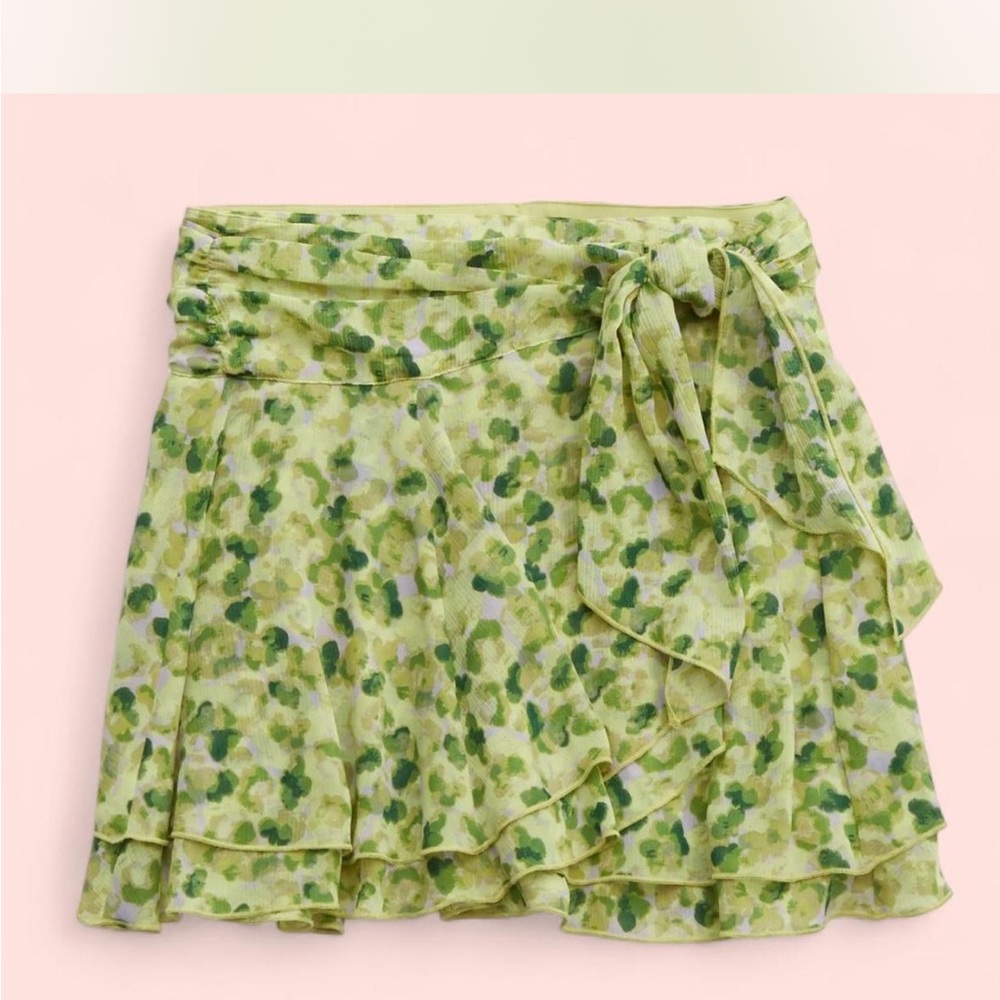 Aerie Green Floral Mini Skirt